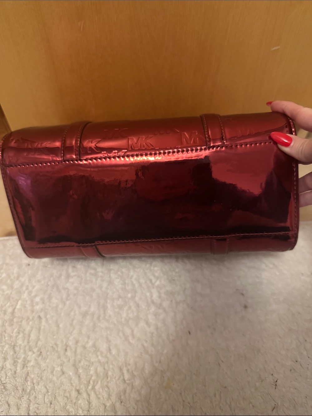 Michael Kors Metallic Burgundy Dome Satchel - Picture 5 of 5